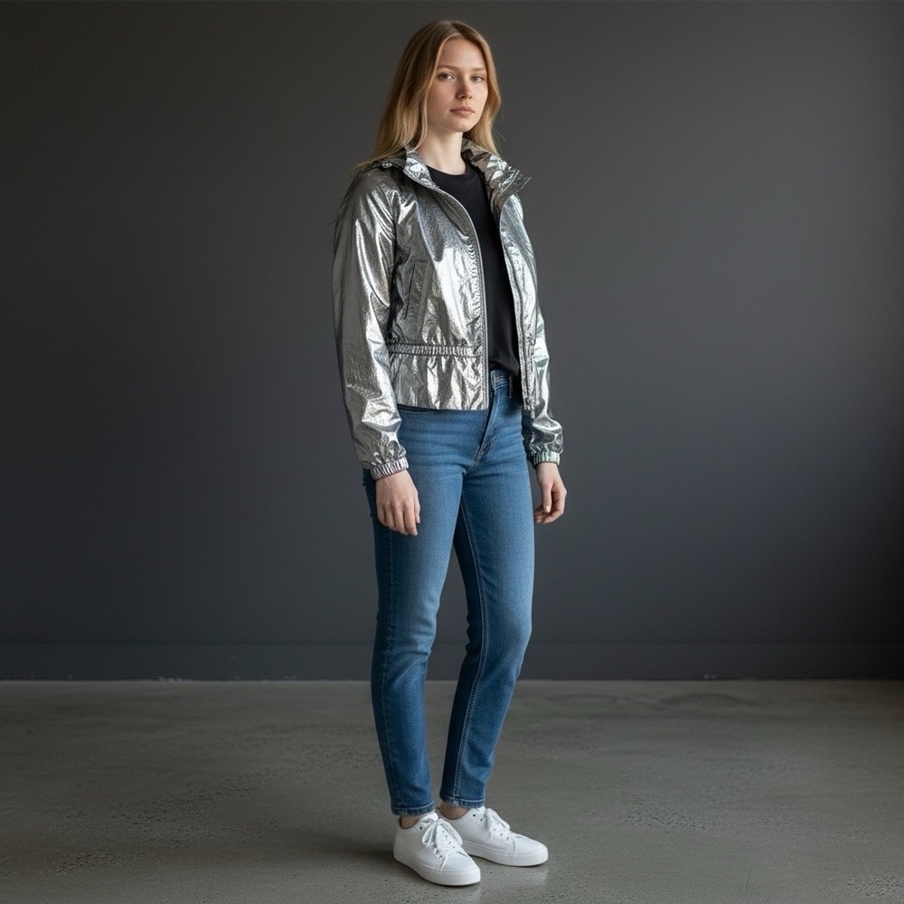 Lululemon X Barrys Women's Titanium Foil‎ Stronger As One Hooded Jacket Size 0